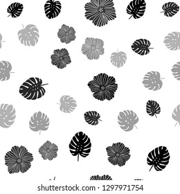 Light Gray vector seamless abstract pattern with flowers, leaves. Colorful abstract illustration with leaves in doodle style. Design for wallpaper, fabric makers.