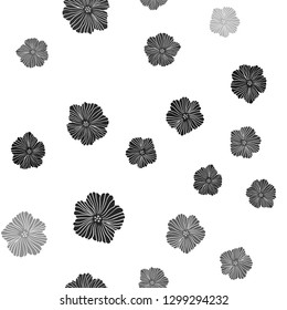 Light Gray vector seamless abstract backdrop with flowers. Doodle illustration of flowers in Origami style. Design for textile, fabric, wallpapers.