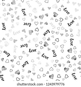 Light Gray vector seamless backdrop with phrase LOVE YOU, hearts. Colorful illustration with quote LOVE YOU, hearts. Design for wallpaper, fabric makers.