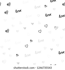 Light Gray vector seamless backdrop with phrase LOVE YOU, hearts. Colorful gradient phrase LOVE YOU, hearts in abstract style. Pattern for trendy fabric, wallpapers.