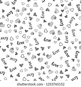 Light Gray vector seamless backdrop with phrase LOVE YOU, hearts. Colorful gradient phrase LOVE YOU, hearts in abstract style. Design for textile, fabric, wallpapers.