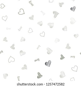 Light Gray vector seamless backdrop with phrase LOVE YOU, hearts. Illustration with phrase LOVE YOU, hearts for valentine's day. Pattern for design of fabric, wallpapers.
