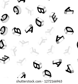 Light Gray vector seamless backdrop with 3D english symbols. Abstract illustration with 3D ABC symbols. Texture for window blinds, curtains.