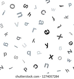 Light Gray vector seamless backdrop with english symbols. Modern geometrical illustration with ABC english symbols. Pattern for trendy fabric, wallpapers.