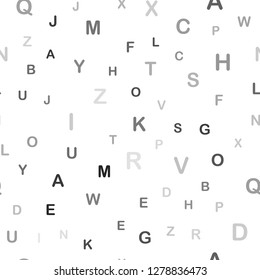 Light Gray vector seamless backdrop with english symbols. Modern geometrical illustration with ABC english symbols. Design for wallpaper, fabric makers.