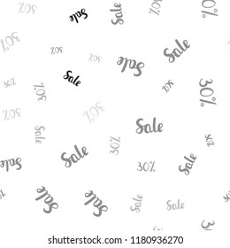 Light Gray vector seamless background with 30% signs of sales. Gradient illustration with discount signs on white backdrop. Template for season sales, shopping ads.