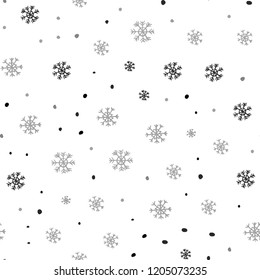 Light Gray vector seamless background with xmas snowflakes. Shining colorful illustration with snow on abstract template. Pattern for design of fabric, wallpapers.