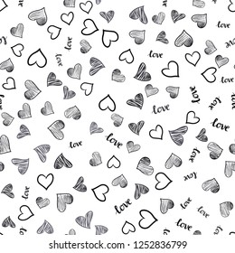 Light Gray vector seamless background with words of love, hearts. Romantic illustration with colorful phrase LOVE YOU, hearts. Template for business cards, websites.
