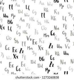 Light Gray vector seamless background with signs of alphabet. Shining illustration with ABC symbols on abstract template. Design for wallpaper, fabric makers.