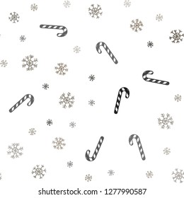 Light Gray vector seamless background with sweet xmas lollipops.