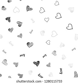 Light Gray vector seamless background with words of love, hearts. Colorful illustration with quote LOVE YOU, hearts. Pattern for trendy fabric, wallpapers.