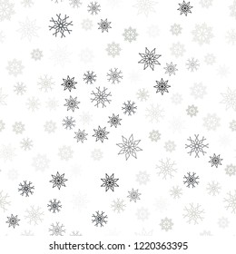 Light Gray vector seamless cover with beautiful snowflakes. Glitter abstract illustration with crystals of ice. Design for textile, fabric, wallpapers.