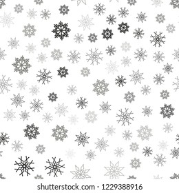 Light Gray vector seamless cover with beautiful snowflakes. Blurred decorative design in xmas style with snow. Pattern for design of window blinds, curtains.