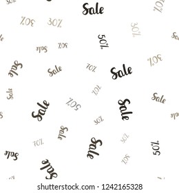 Light Gray vector seamless cover with symbols of 30, 50, 70 % sales. Gradient illustration with discount signs on white backdrop. Template for season sales, shopping ads.