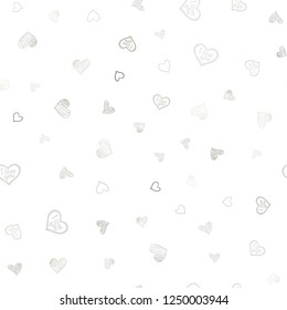 Light Gray vector seamless cover with Shining hearts. Beautiful colored illustration with hearts in celebration style. Pattern can be used for valentine's ad, booklets.