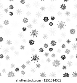 Light Gray vector seamless cover with beautiful snowflakes. Shining colored illustration with snow in christmas style. Design for textile, fabric, wallpapers.