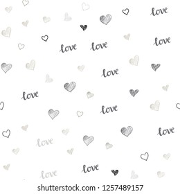 Light Gray vector seamless cover with quote LOVE YOU, hearts. Colorful illustration with quote LOVE YOU, hearts. Pattern for design of fabric, wallpapers.
