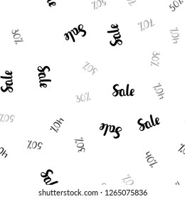 Light Gray vector seamless cover with symbols of 30, 40, 50 % sales. Shining colorful illustration with isolated selling prices. Pattern for ads, posters, banners of sales.