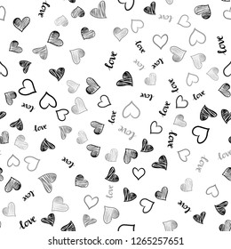 Light Gray vector seamless cover with quote LOVE YOU, hearts. Colorful gradient phrase LOVE YOU, hearts in abstract style. Texture for window blinds, curtains.