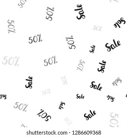 Light Gray vector seamless cover with symbols of 50 % sales. Illustration with signs of sales on abstract template. Design for business ads, commercials.