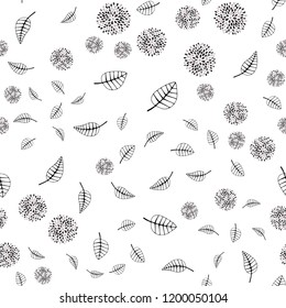 Light Gray vector seamless doodle backdrop with leaves, flowers. Illustration with doodles on abstract template. Pattern for design of window blinds, curtains.