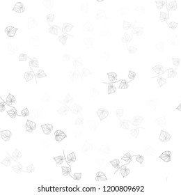 Light Gray vector seamless doodle background with leaves. Blurred decorative design in Indian style with leaves. Trendy design for wallpaper, fabric makers.