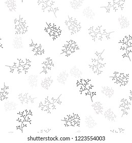 Light Gray vector seamless doodle pattern with branches. Leaves and branches with gradient on white background. Design for wallpaper, fabric makers.