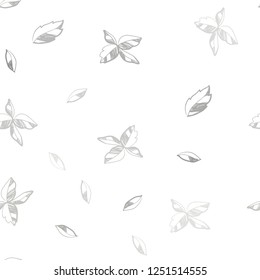 Light Gray vector seamless doodle template with leaves. Glitter abstract illustration with doodles and leaves. Pattern for design of window blinds, curtains.
