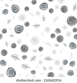 Light Gray vector seamless doodle template with leaves and flowers. An elegant bright illustration with leaves and flowers. Pattern for trendy fabric, wallpapers.
