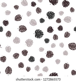 Light Gray vector seamless doodle pattern with leaves. Blurred decorative design in Indian style with leaves. Template for business cards, websites.