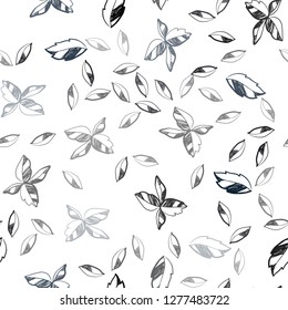 Light Gray vector seamless doodle pattern with leaves. Creative illustration in blurred style with leaves. Template for business cards, websites.