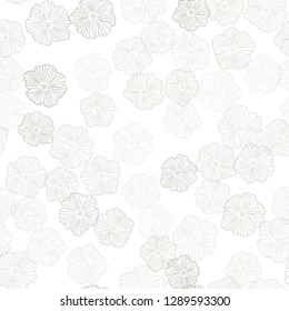 Light Gray vector seamless doodle layout with flowers. Flowers in natural style on white background. Pattern for trendy fabric, wallpapers.