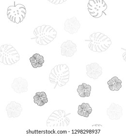 Light Gray vector seamless doodle background with flowers, leaves. Colorful illustration in doodle style with leaves, flowers. Template for business cards, websites.