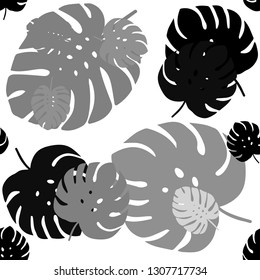 Light Gray vector seamless doodle texture with leaves. Brand new colored illustration in blurry style with leaves. Texture for window blinds, curtains.