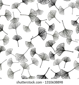 Light Gray vector seamless doodle background with leaves. leaves on blurred abstract background with gradient. Design for textile, fabric, wallpapers.