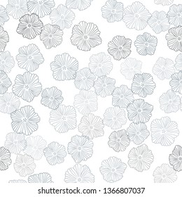 Light Gray vector seamless doodle template with flowers. Modern abstract illustration with flowers. Design for textile, fabric, wallpapers.