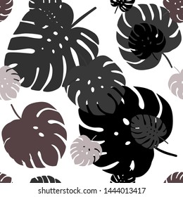 Light Gray vector seamless doodle layout with leaves. Doodle illustration of leaves in Origami style with gradient. Texture for window blinds, curtains.