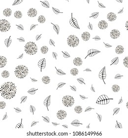 Light Gray vector seamless elegant wallpaper with leaves and flowers. Colorful illustration in doodle style with leaves, flowers. A new texture for your wallpaper design.