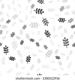 Light Gray vector seamless elegant background with leaves, branches. Glitter abstract illustration with leaves and branches. Texture for window blinds, curtains.