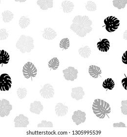 Light Gray vector seamless elegant pattern with flowers, leaves. Abstract illustration with leaves, flowers in doodles style. Pattern for trendy fabric, wallpapers.