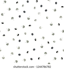 Light Gray vector seamless layout with coffee set. Colorful illustration with gradient coffee beans, mugs. Pattern for ad, booklets, leaflets of restaurants.