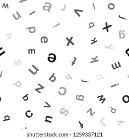 Light Gray vector seamless layout with latin alphabet. Colored alphabet signs with gradient on white background. Texture for window blinds, curtains.