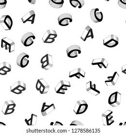 Light Gray vector seamless layout with 3D latin alphabet. Colorful 3D alphabet signs with gradient on white background. Template for business cards, websites.