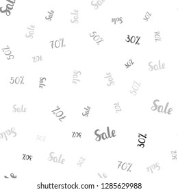 Light Gray vector seamless layout with discount of 30, 50, 70%. Colorful set of  percentage signs in simple style. Template for season sales, shopping ads.