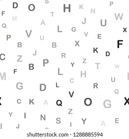 Light Gray vector seamless layout with latin alphabet. Colored alphabet signs with gradient on white background. Template for business cards, websites.
