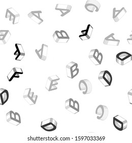 Light Gray vector seamless layout with 3D latin alphabet. Colorful gradient design in 3D style with signs of alphabet. Pattern for trendy fabric, wallpapers.