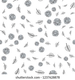 Light Gray vector seamless natural artwork with leaves, flowers. Glitter abstract illustration with leaves and flowers. Design for textile, fabric, wallpapers.
