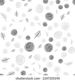 Light Gray vector seamless natural background with leaves and flowers. Illustration with doodles on abstract template. Pattern for design of fabric, wallpapers.