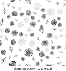 Light Gray vector seamless natural pattern with leaves and flowers. Creative illustration in blurred style with leaves, flowers. Texture for window blinds, curtains.