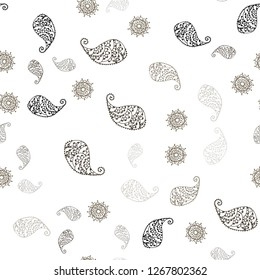Light Gray vector seamless natural backdrop with leaves and flowers. Colorful illustration in doodle style with leaves, flowers. Template for business cards, websites.